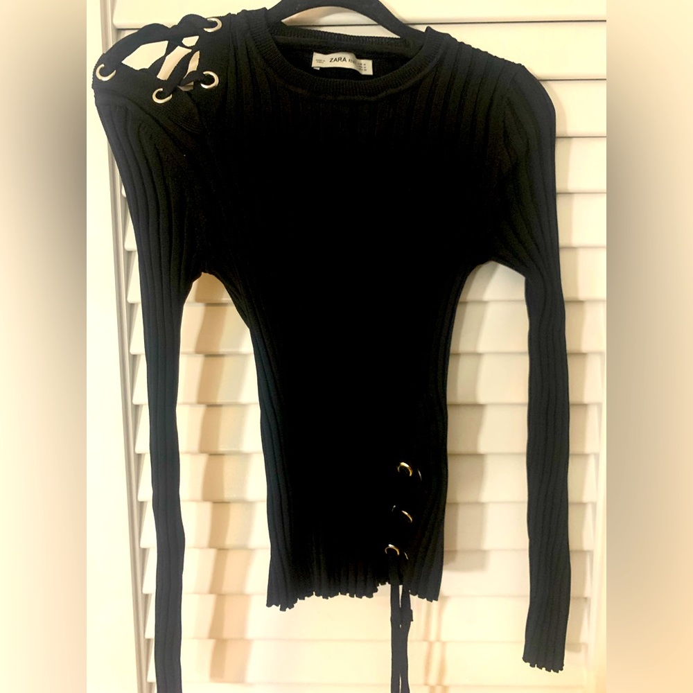 Black Zara sweater beautiful details.